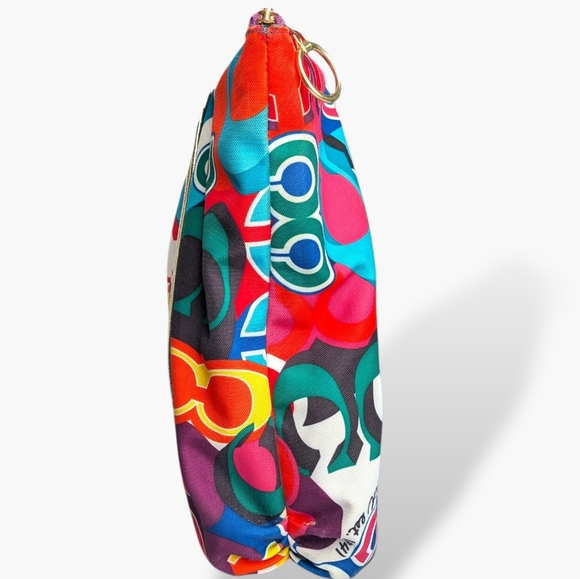 Coach Poppy Graffiti Signature Tote Multicolor Canvas Gold Leather Straps 13839 - Picture 4 of 16